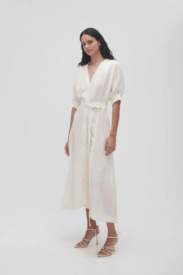 Aje Ennoble Dress Ivory Women Dresses