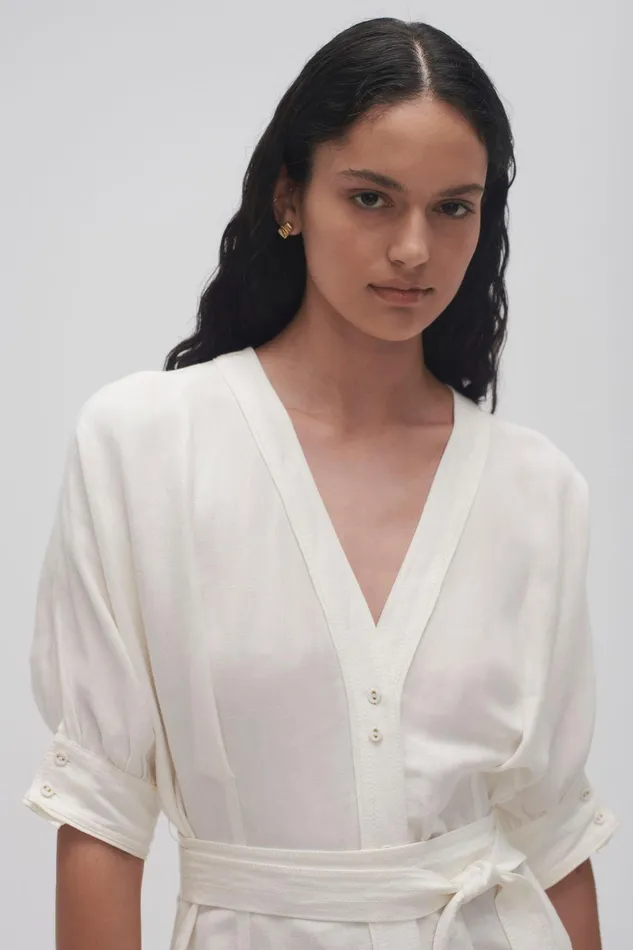 Aje Ennoble Dress Ivory Women Dresses