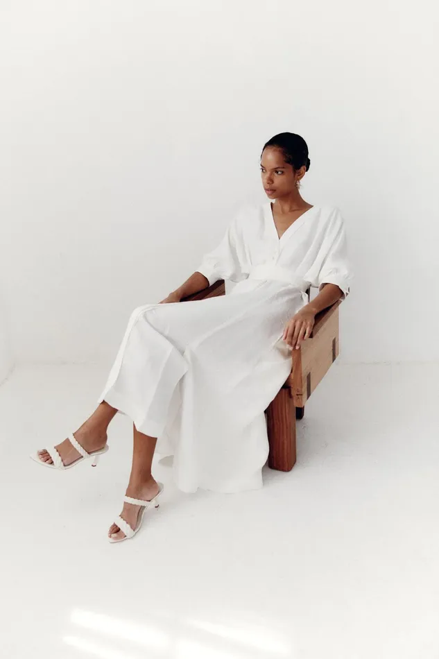 Aje Ennoble Dress Ivory Women Dresses