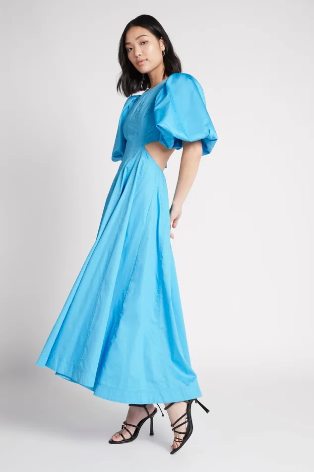 Aje Fallingwater Cut Out Midi Dress Cerulean Women Dresses