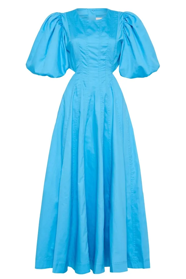 Aje Fallingwater Cut Out Midi Dress Cerulean Women Dresses