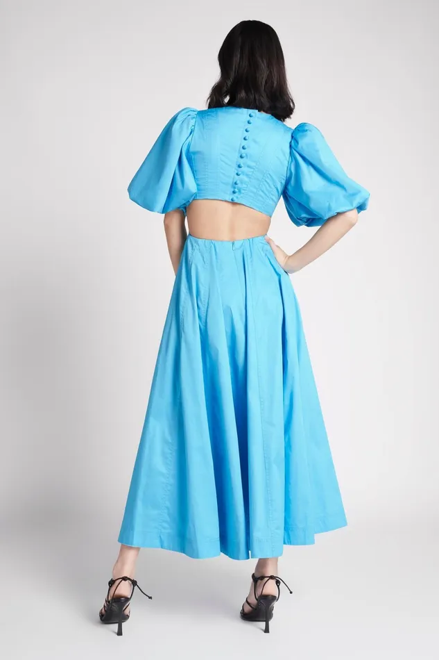 Aje Fallingwater Cut Out Midi Dress Cerulean Women Dresses