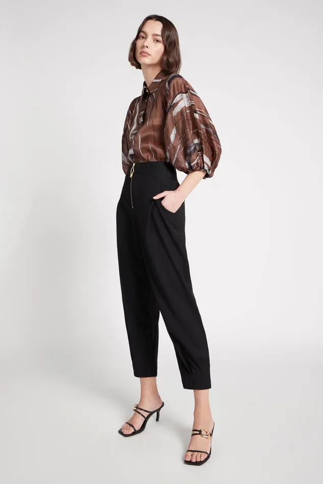 Aje Fernande Front Zip Pant Black Women Pants