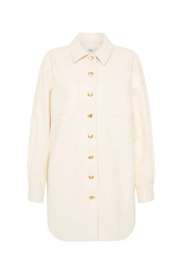 Aje Flourisher Braided Shirt Ivory Women Tops