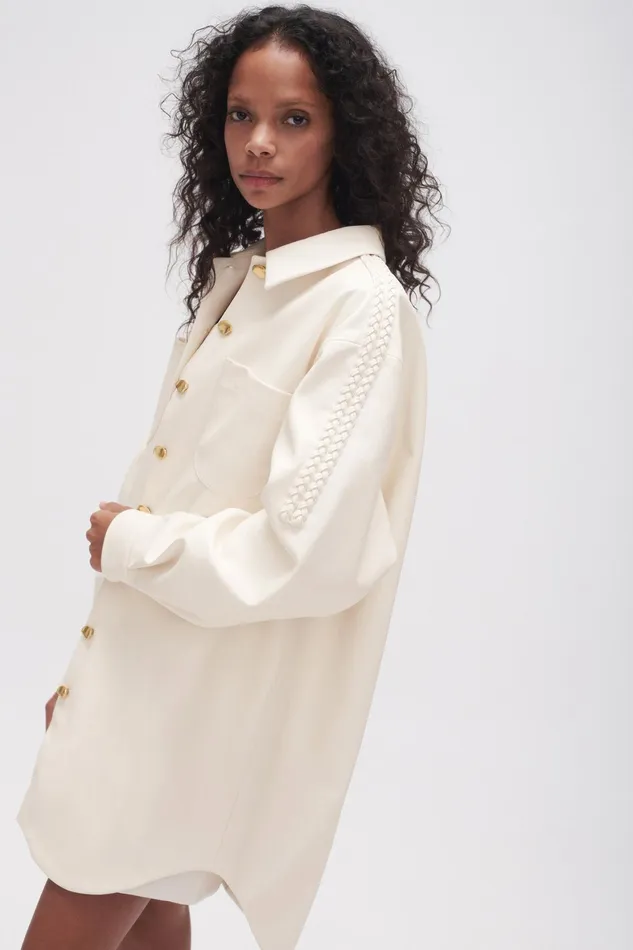 Aje Flourisher Braided Shirt Ivory Women Tops