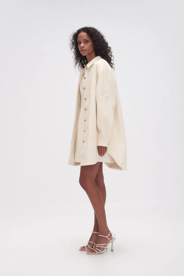 Aje Flourisher Braided Shirt Ivory Women Tops
