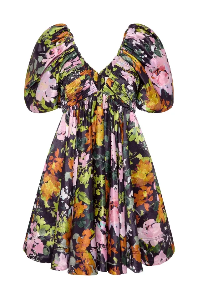 Aje Gabrielle Plunge Mini Dress Midnight Floral Women Dresses
