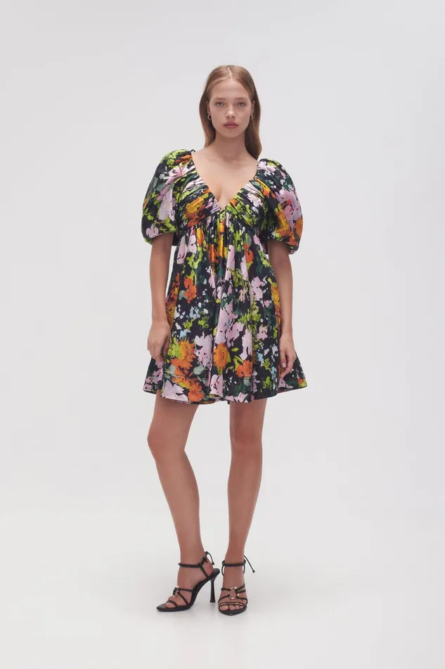 Aje Gabrielle Plunge Mini Dress Midnight Floral Women Dresses