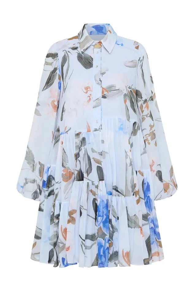 Aje Georgia Smock Mini Dress Divine Orchid Women Dresses