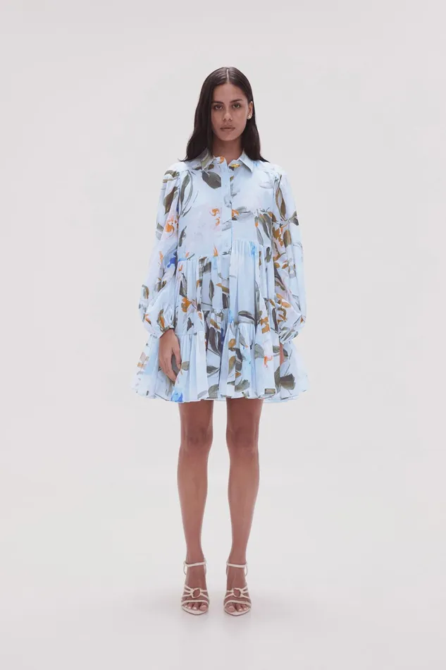 Aje Georgia Smock Mini Dress Divine Orchid Women Dresses