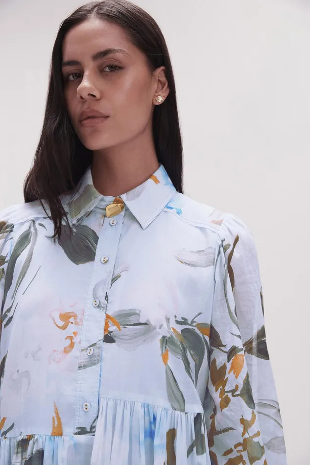 Aje Georgia Smock Mini Dress Divine Orchid Women Dresses