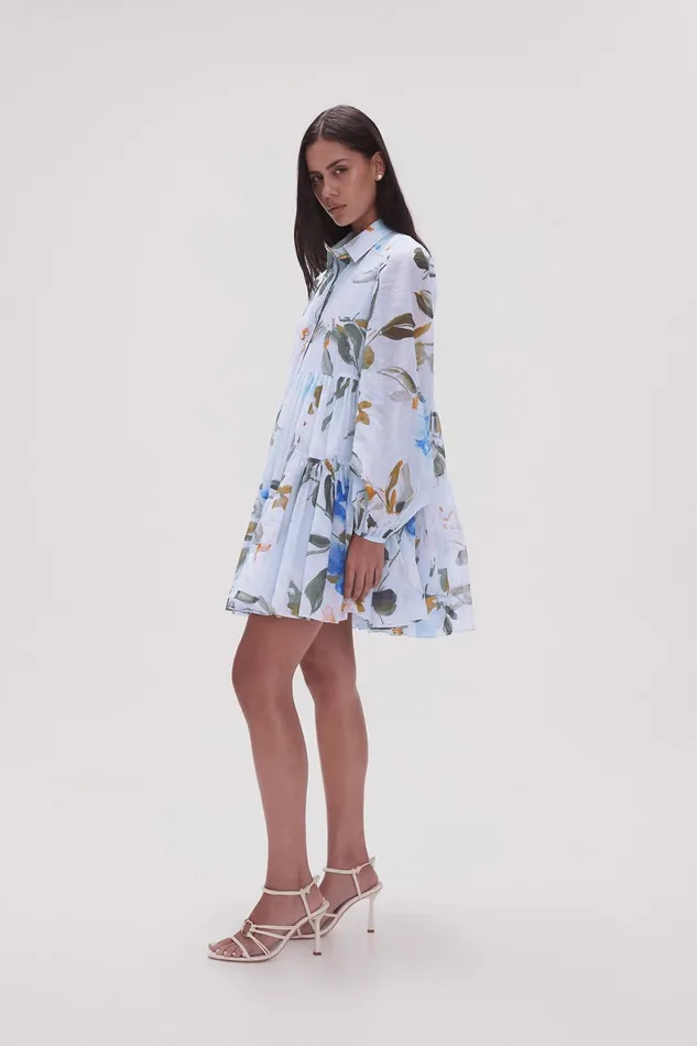 Aje Georgia Smock Mini Dress Divine Orchid Women Dresses