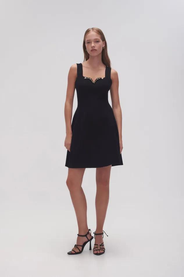 Aje Goldfoil Metal Bar Mini Dress Black Women Dresses