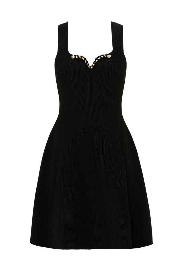 Aje Goldfoil Metal Bar Mini Dress Black Women Dresses