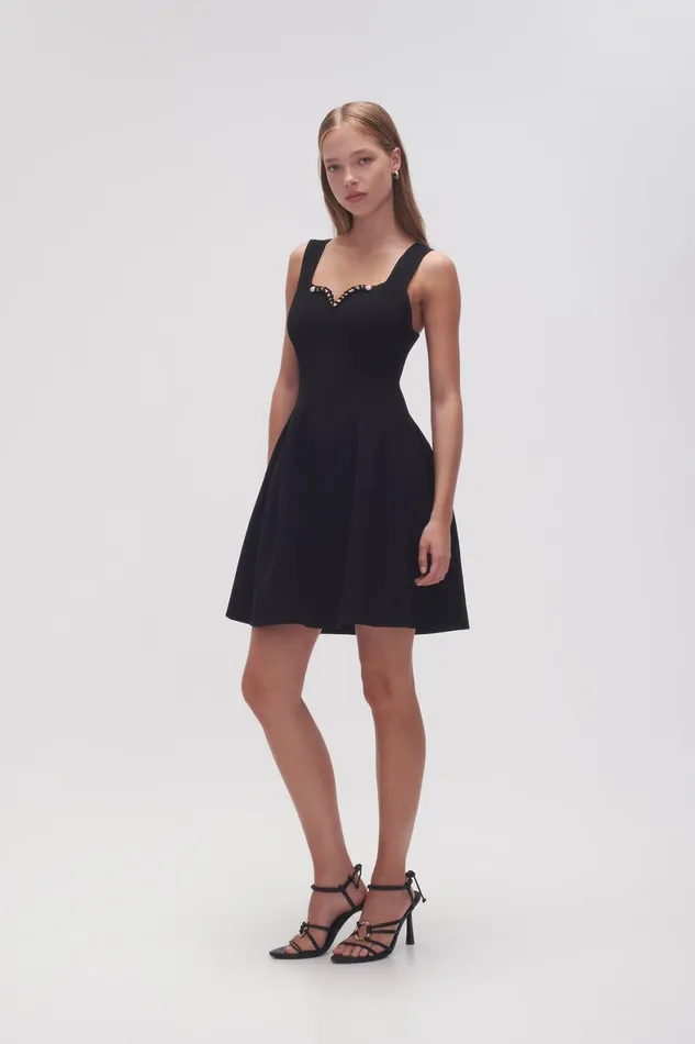 Aje Goldfoil Metal Bar Mini Dress Black Women Dresses