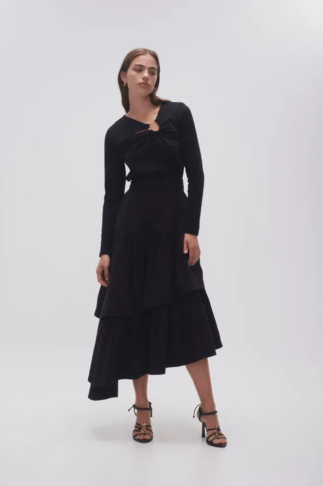 Aje Interlace Midi Skirt Black Women Skirts