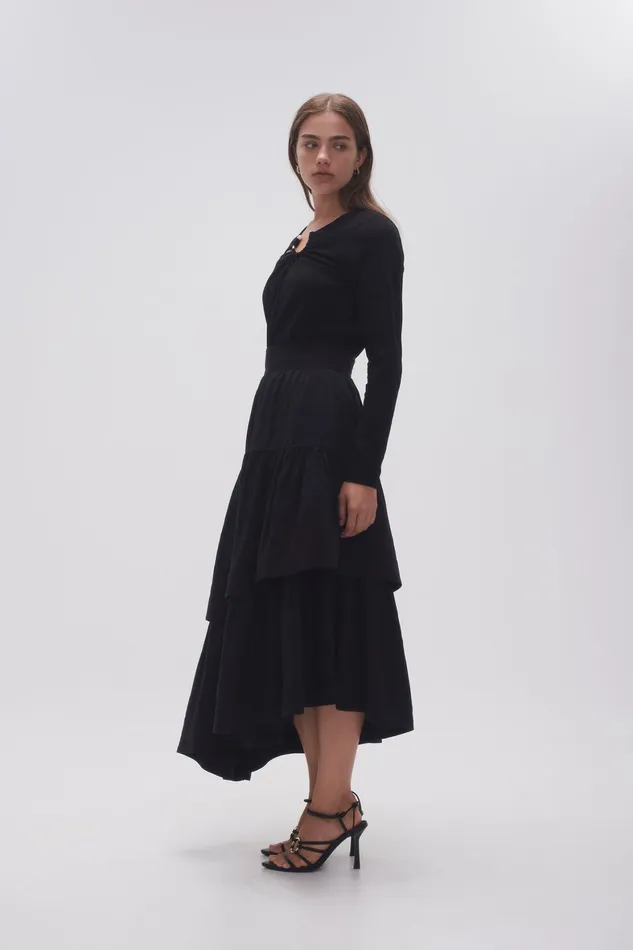 Aje Interlace Midi Skirt Black Women Skirts