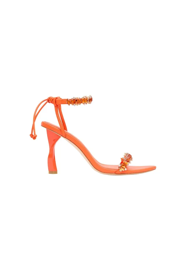 Aje Jewel Sculptural Strappy Heel Orange Women Shoes