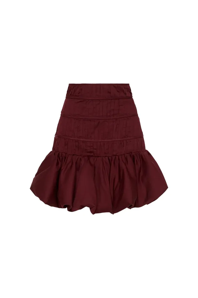 Aje La Vie Bubble Mini Skirt Chestnut Red Women Skirts
