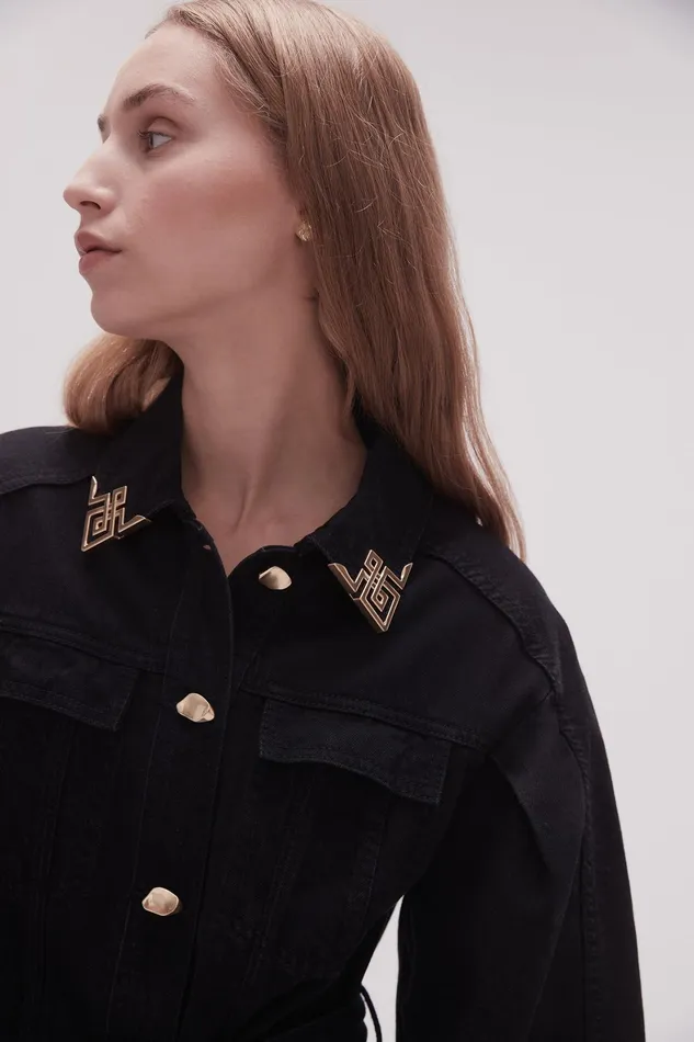 Aje Lola Denim Mini Dress Black Women Dresses