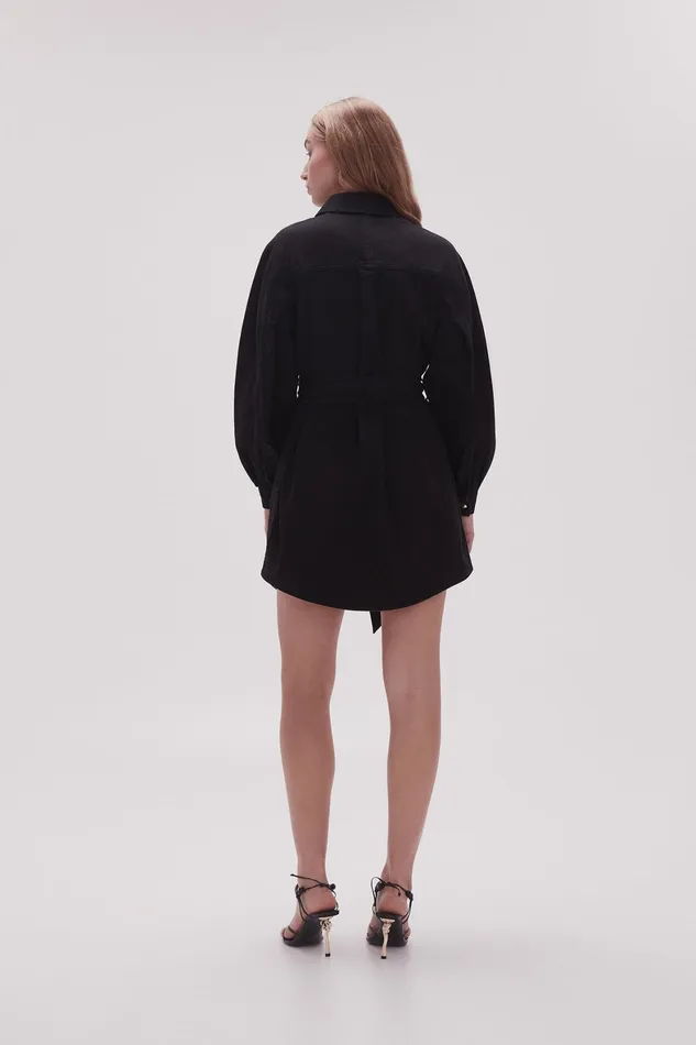 Aje Lola Denim Mini Dress Black Women Dresses