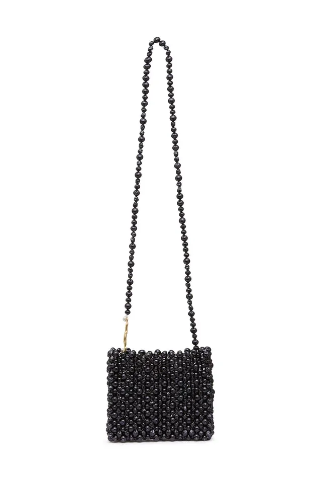 Aje Lucienne Full Pearl Crossbody Black Women Handbags and Wallets