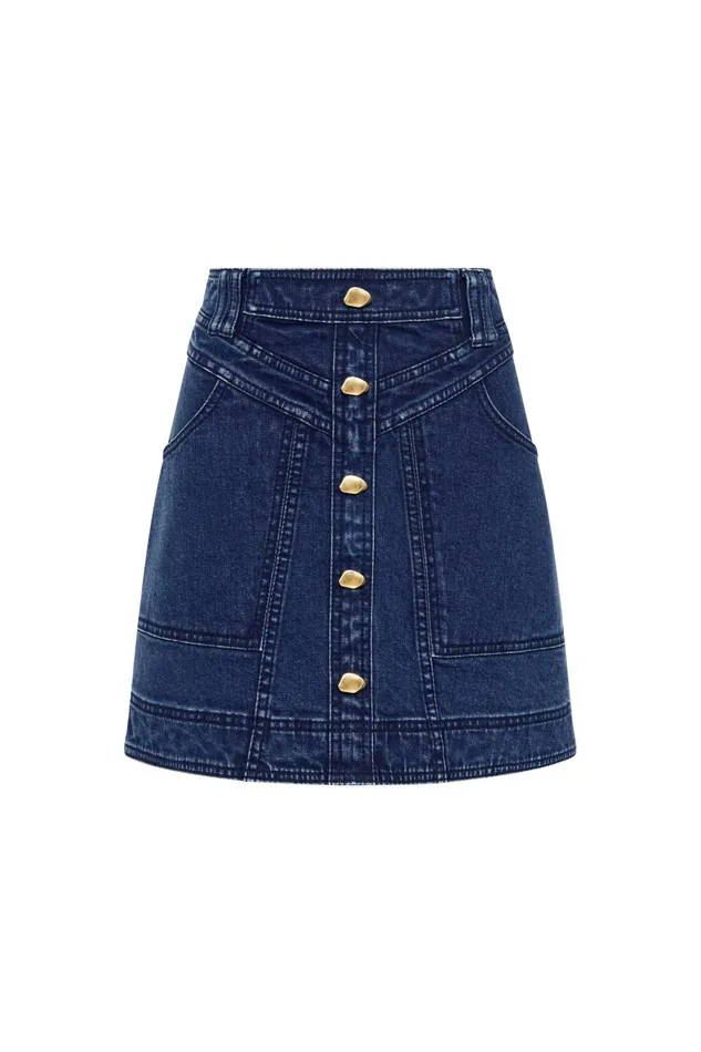 Aje May Denim Mini Skirt Dark Indigo Women Skirts