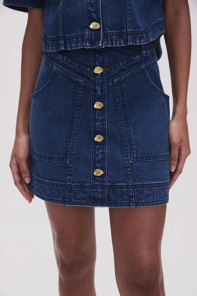 Aje May Denim Mini Skirt Dark Indigo Women Skirts