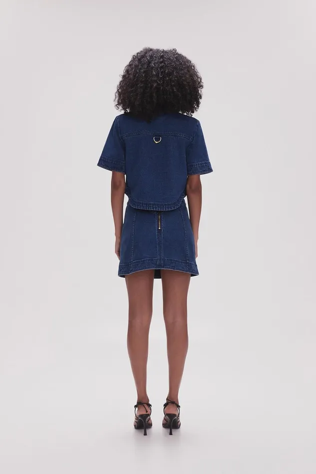 Aje May Denim Mini Skirt Dark Indigo Women Skirts