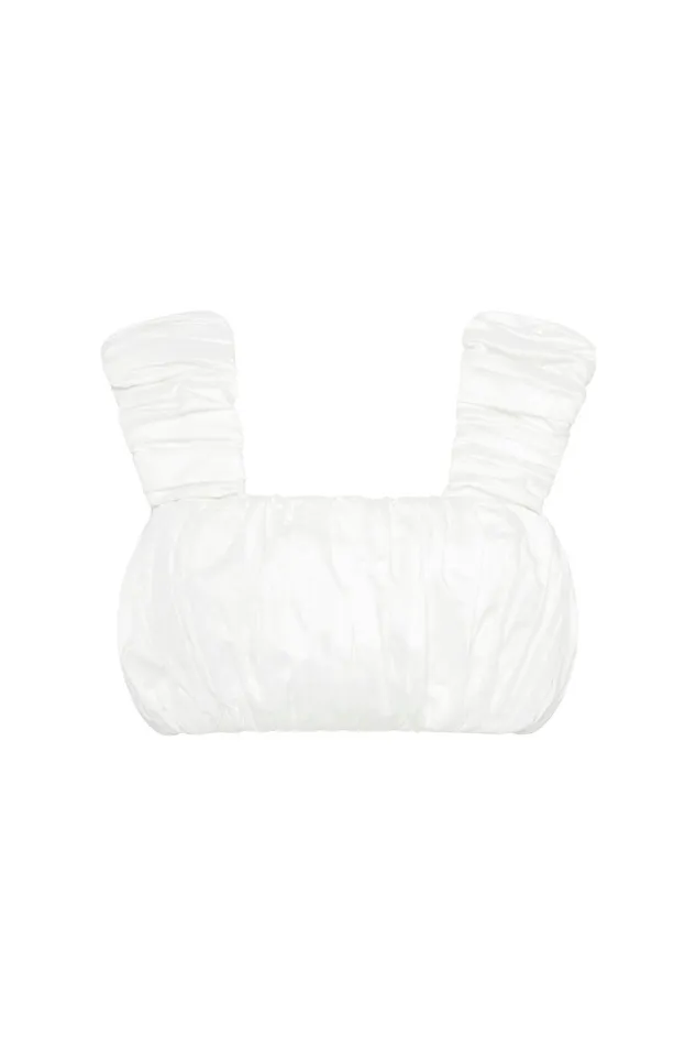 Aje Medina Ruched Cropped Top Ivory Women Tops