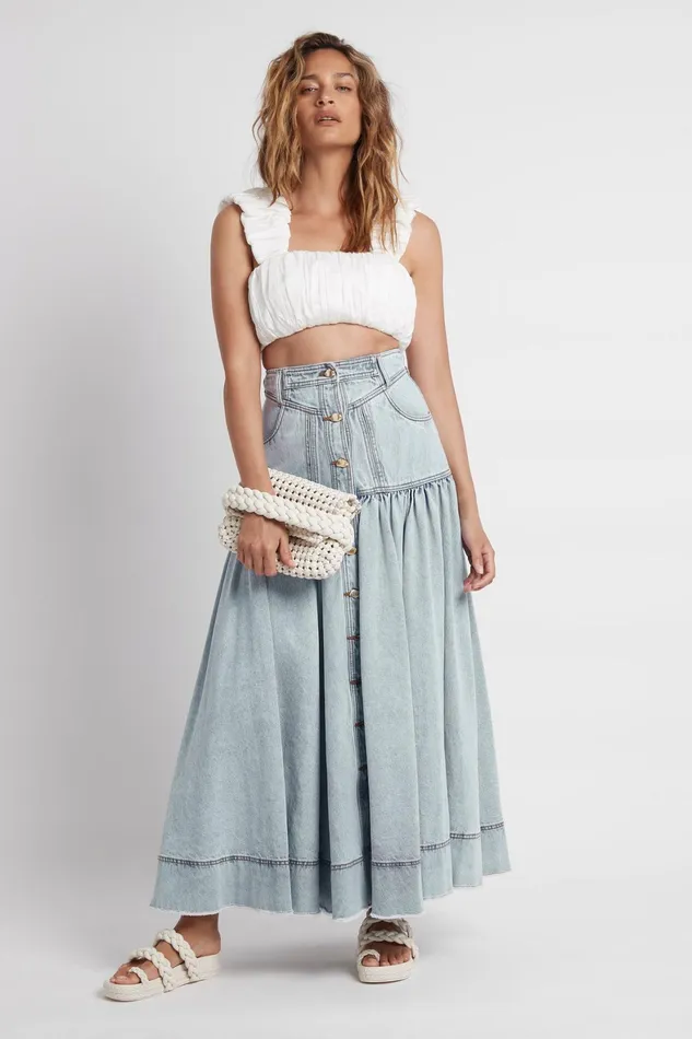 Aje Medina Ruched Cropped Top Ivory Women Tops