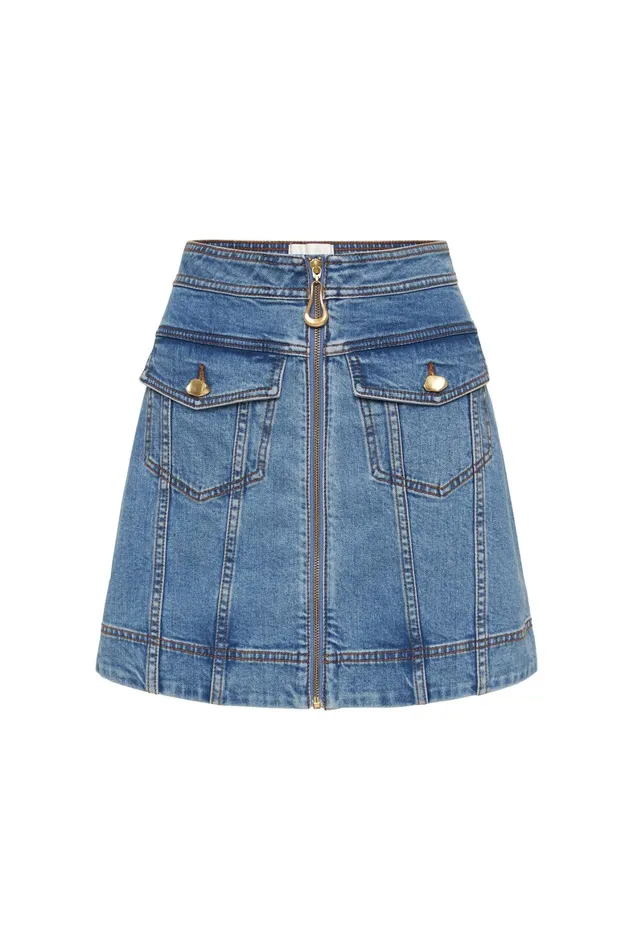 Aje Melody Denim Zip Mini Skirt 90039s Wash Women Skirts