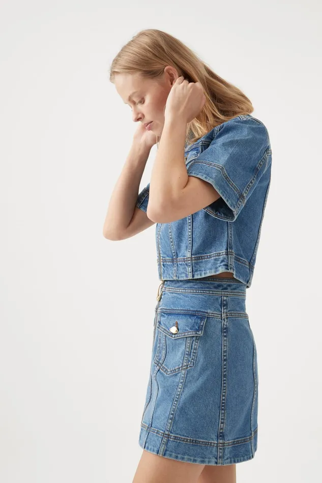 Aje Melody Denim Zip Mini Skirt 90039s Wash Women Skirts