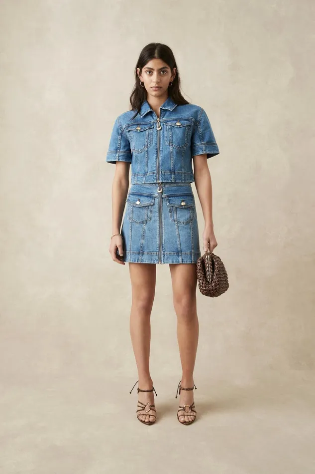 Aje Melody Denim Zip Mini Skirt 90039s Wash Women Skirts