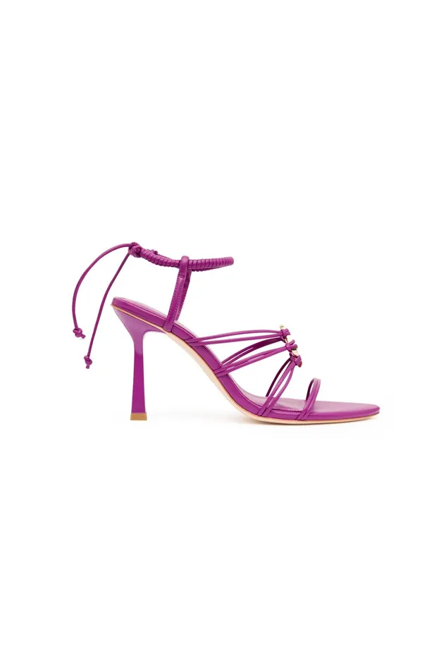 Aje Mirage Leather Strappy Heel Plum Purple Women Shoes