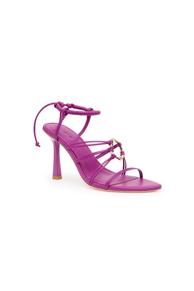 Aje Mirage Leather Strappy Heel Plum Purple Women Shoes