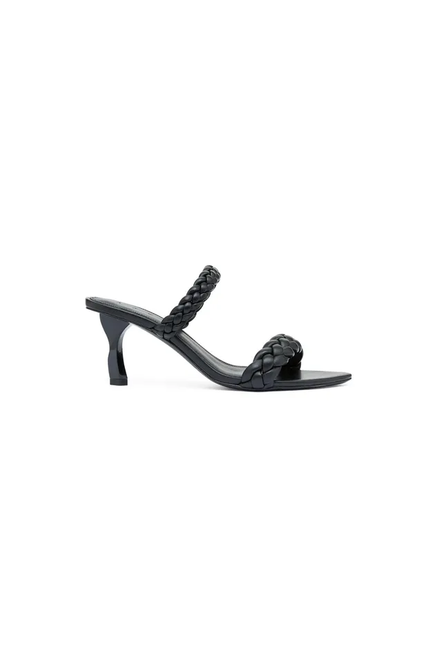 Aje Mirage Woven Sculptural Heel Black Women Shoes