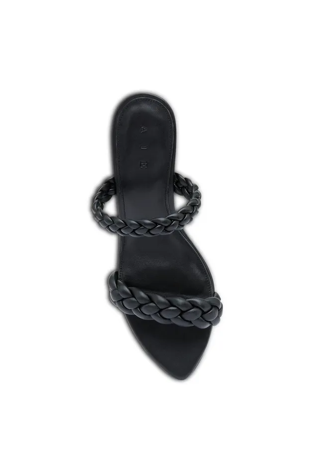 Aje Mirage Woven Sculptural Heel Black Women Shoes