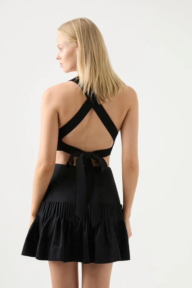 Aje Niki Pleated Mini Skirt Black Women Skirts