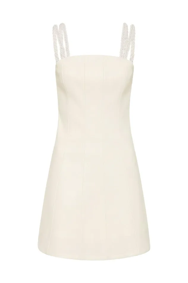 Aje Osa Braided Mini Dress Ivory Women Leather