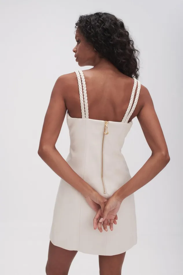 Aje Osa Braided Mini Dress Ivory Women Leather