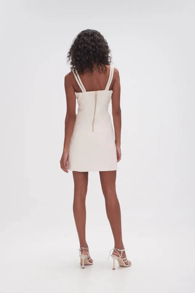 Aje Osa Braided Mini Dress Ivory Women Leather