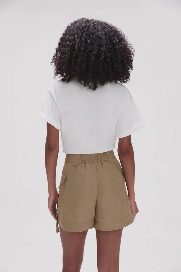 Aje Peggy Embellished Logo Tee Whiter Desert Khaki Women Tees