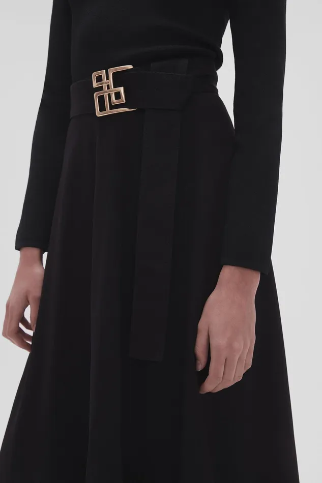 Aje Perspective Belted Midi Skirt Black Women Skirts