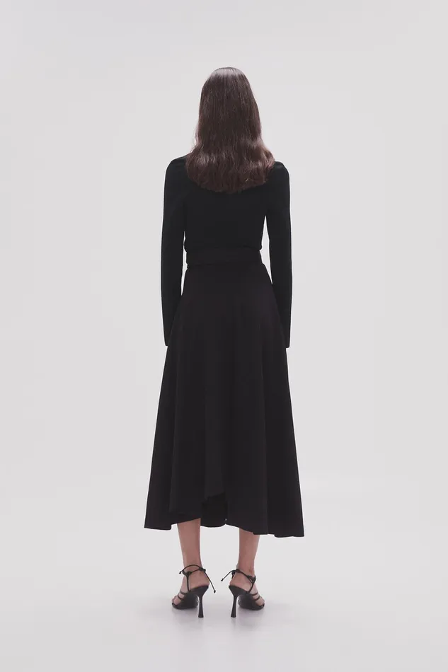Aje Perspective Belted Midi Skirt Black Women Skirts