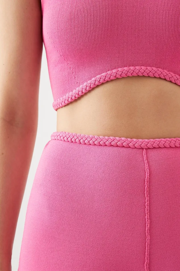 Aje Petal Knit Midi Skirt French Rose Pink Women Body and Crepe Knit