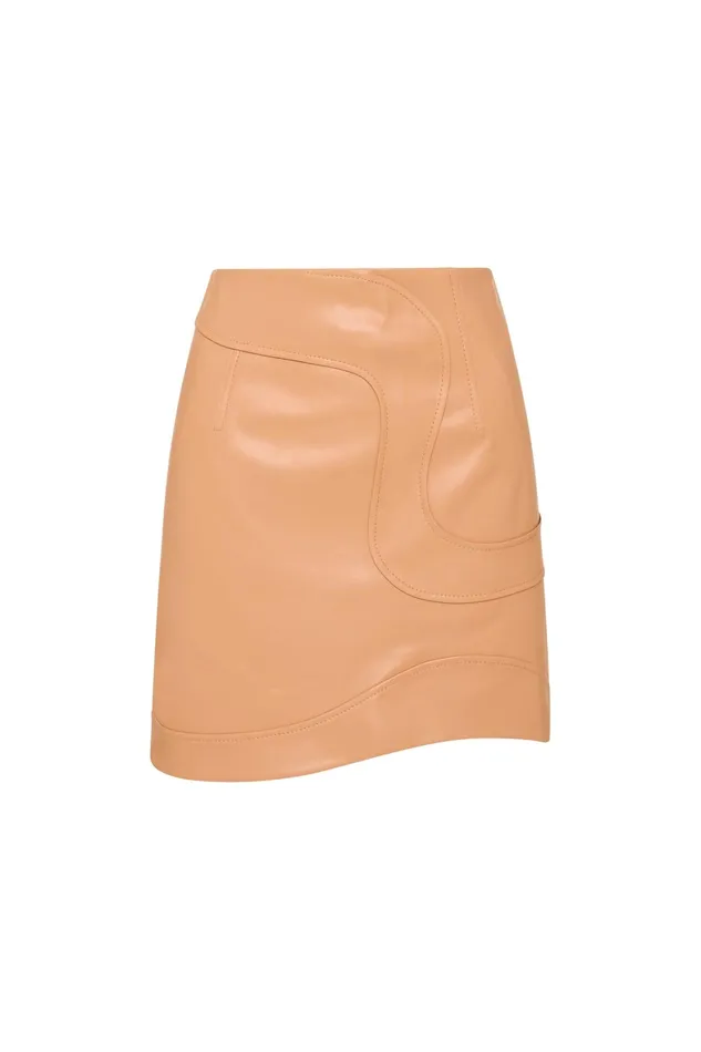 Aje Priscilla Scalloped Mini Skirt Sand Beige Women Skirts