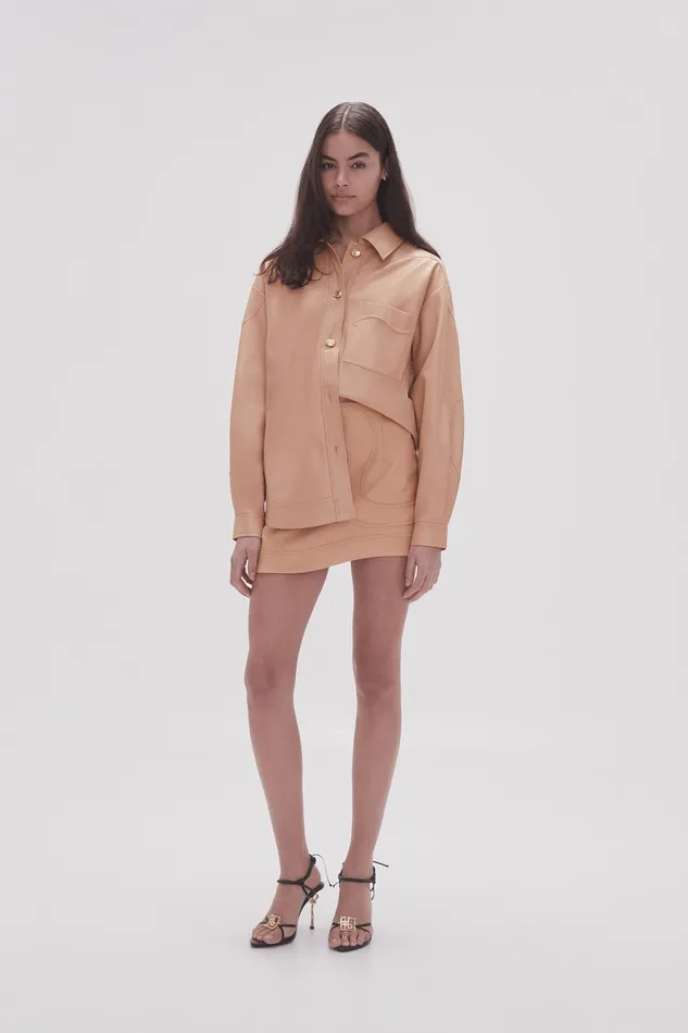 Aje Priscilla Scalloped Mini Skirt Sand Beige Women Skirts