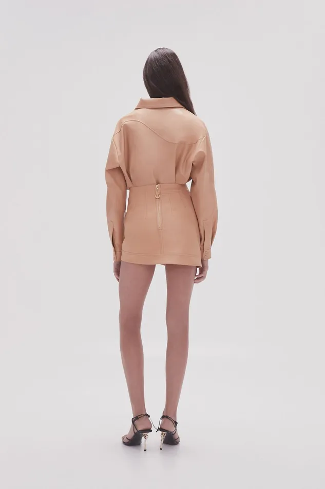 Aje Priscilla Scalloped Mini Skirt Sand Beige Women Skirts