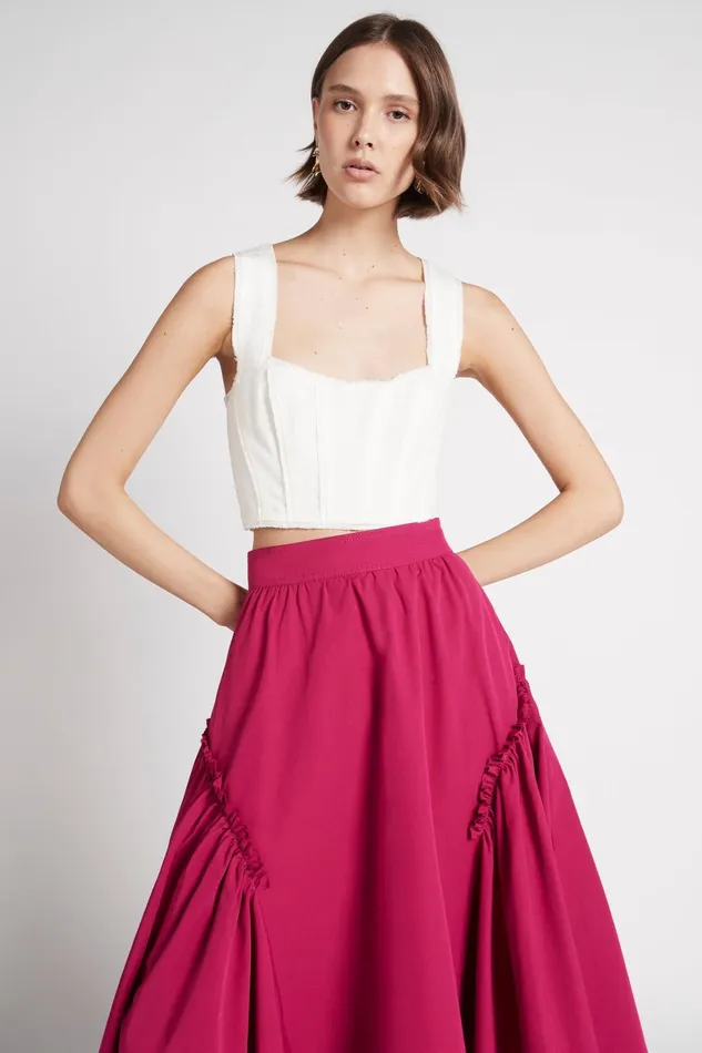 Aje Radiance Cropped Top Ivory Women Tops